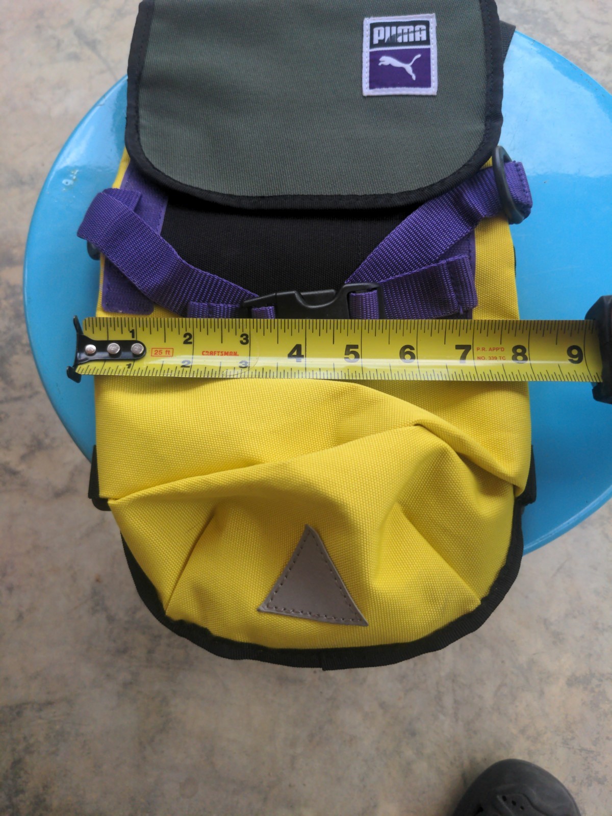 PUMA Sling Backpack Yellow Purple Shoulder Messenger Bag Hiking Trail Bag NWT.