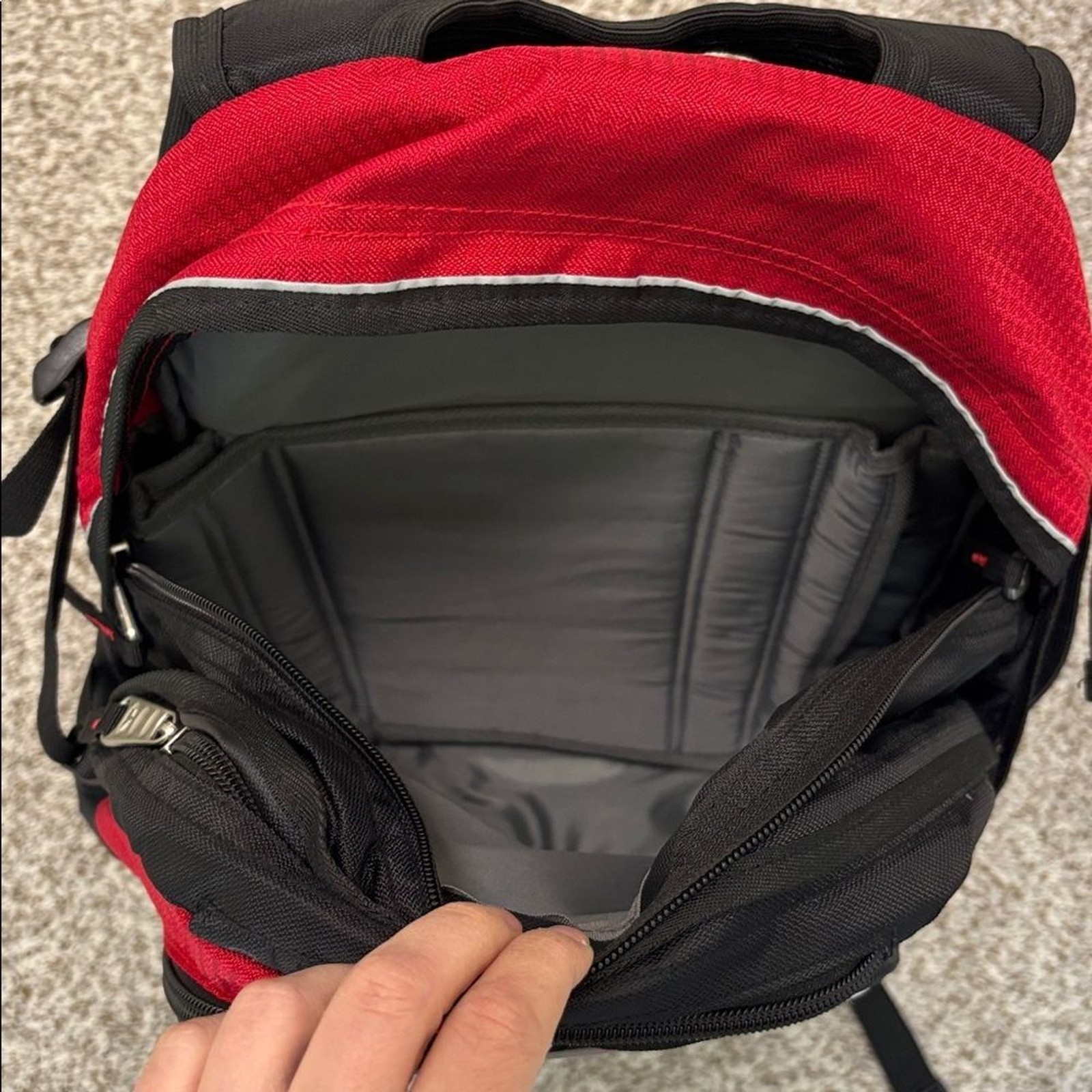 High Sierra red black backpack