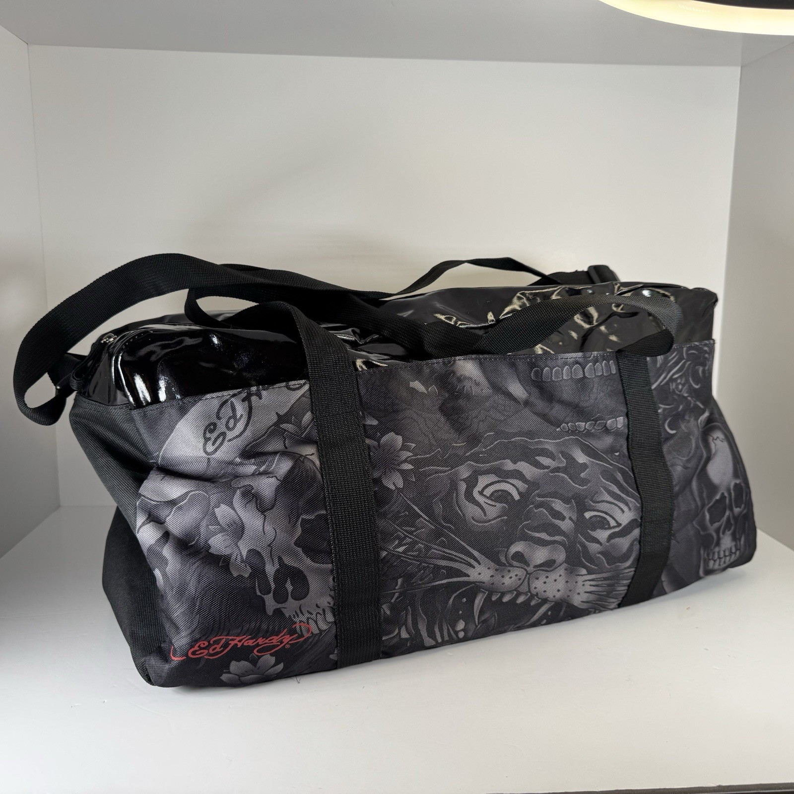 Ed Hardy Christian Audigier Skulls Tiger Head Travel Weekender Duffle Gym Bag
