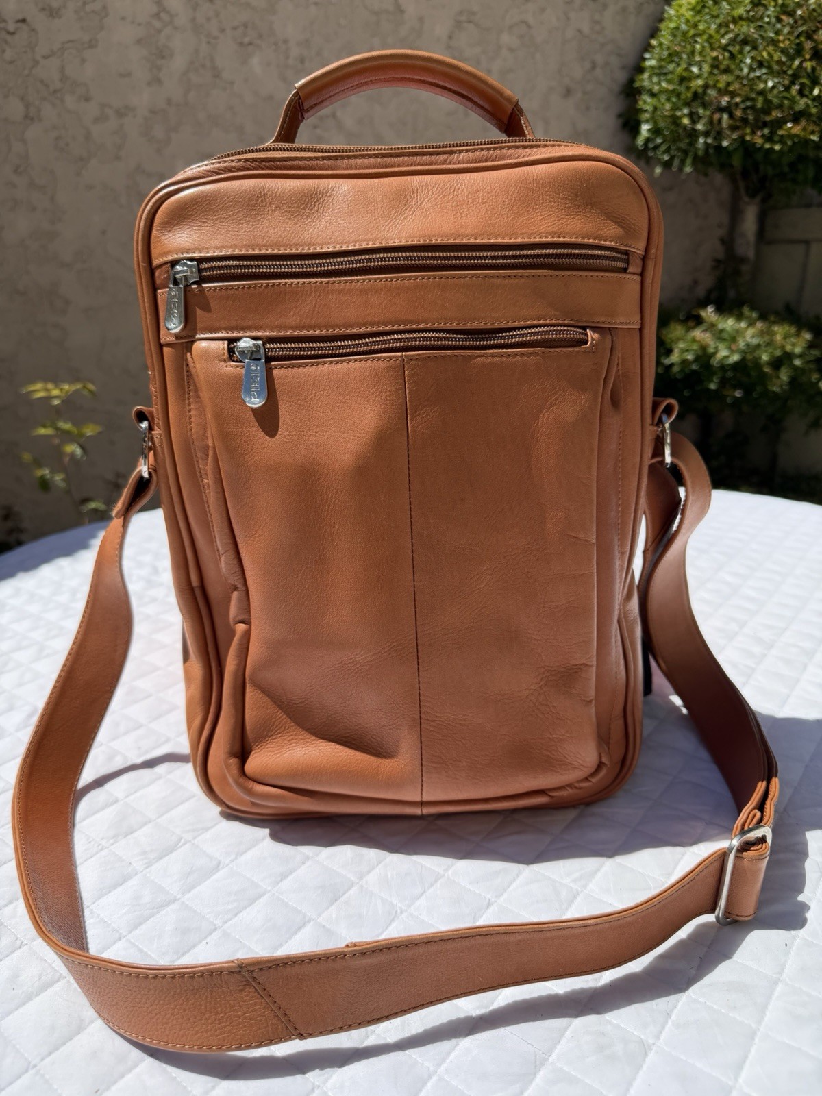 Nice Piel Chestnut Brown Leather Bag Colombian Made Padded Satchel Messenger Bag