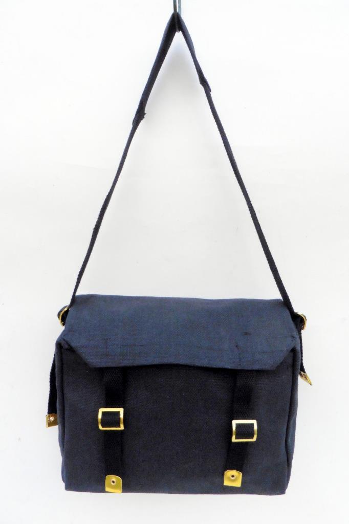 Canvas Shoulder Bag Biker Motorcycle Messenger Web Haversack Small 26x25x8cm Blk