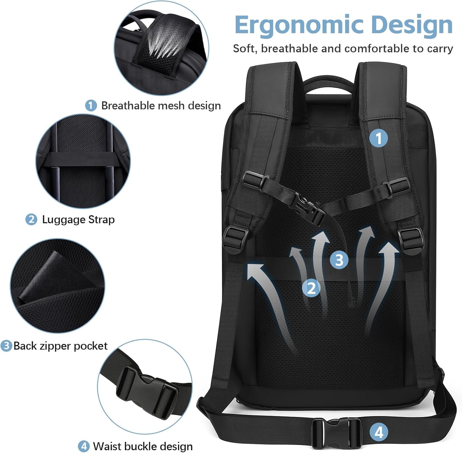 Vacuum Compression Backpack for Travel, 47L Expandable Backpack with Pump, 17 in