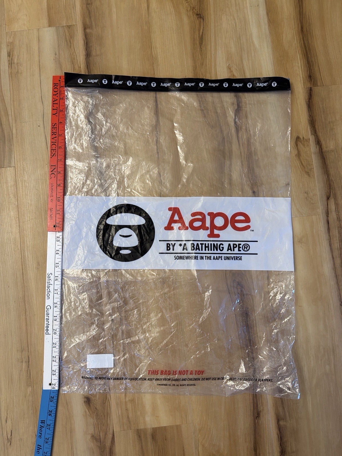 AAPE By A Bathing Ape Clear Plastic Shopping Garment Bag 24.5×17.5 Logo Zip Lock