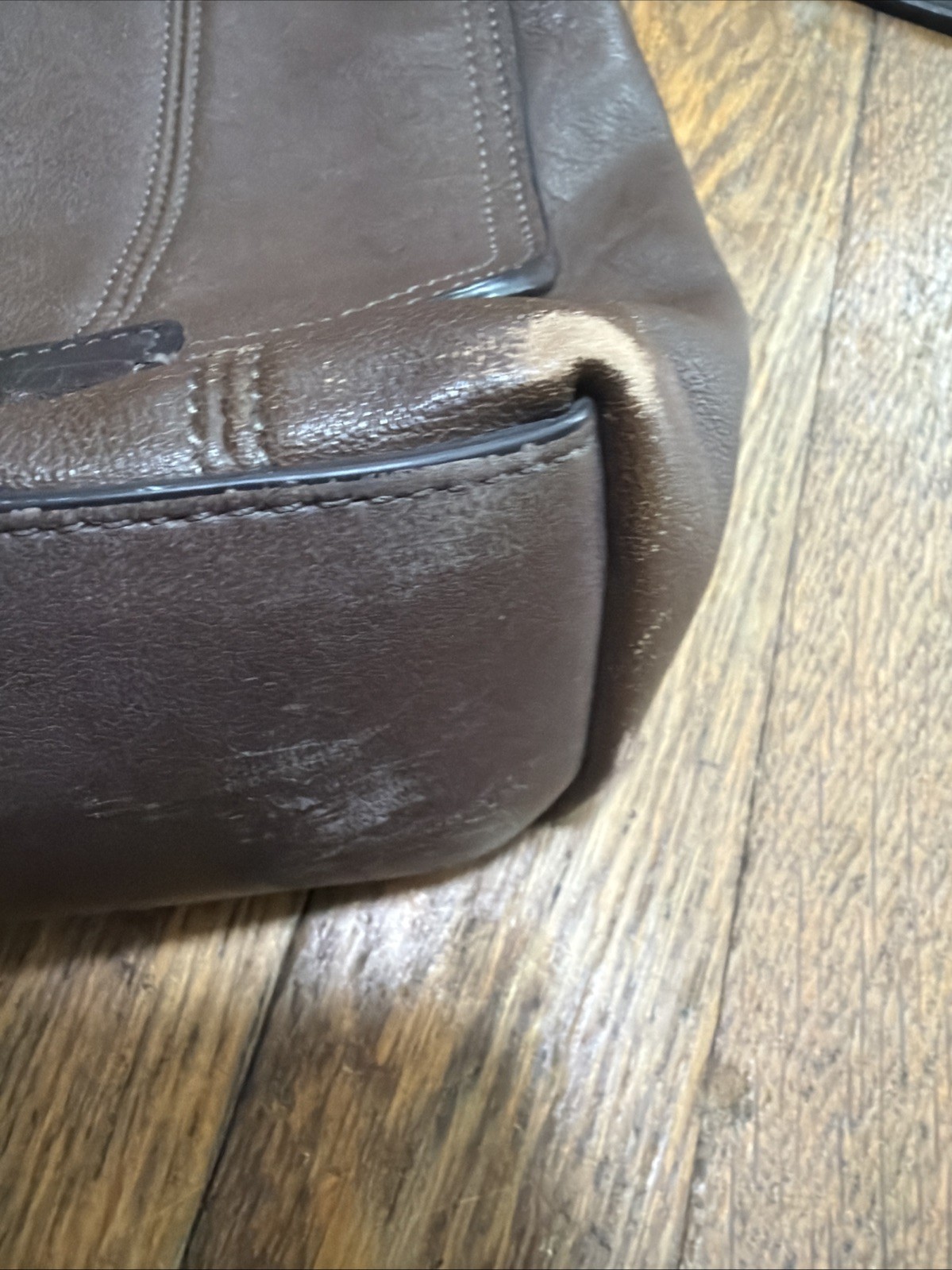 Tumi Dark Brown Leather Laptop Messenger Bag With Web Strap