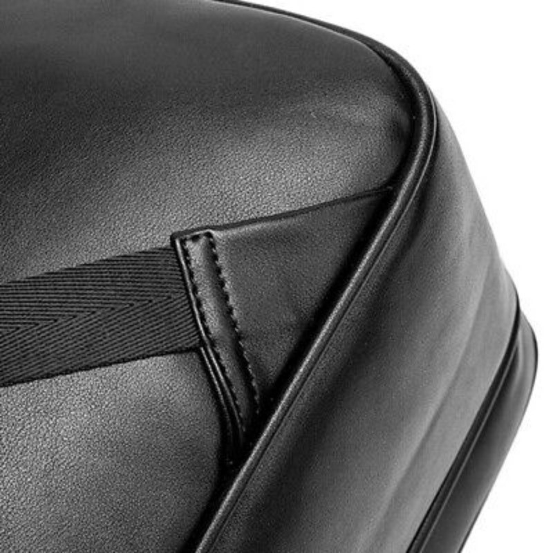 Top PU Leather Black Weaving Backpack, Soft Leather Large Capacity Travel Bags