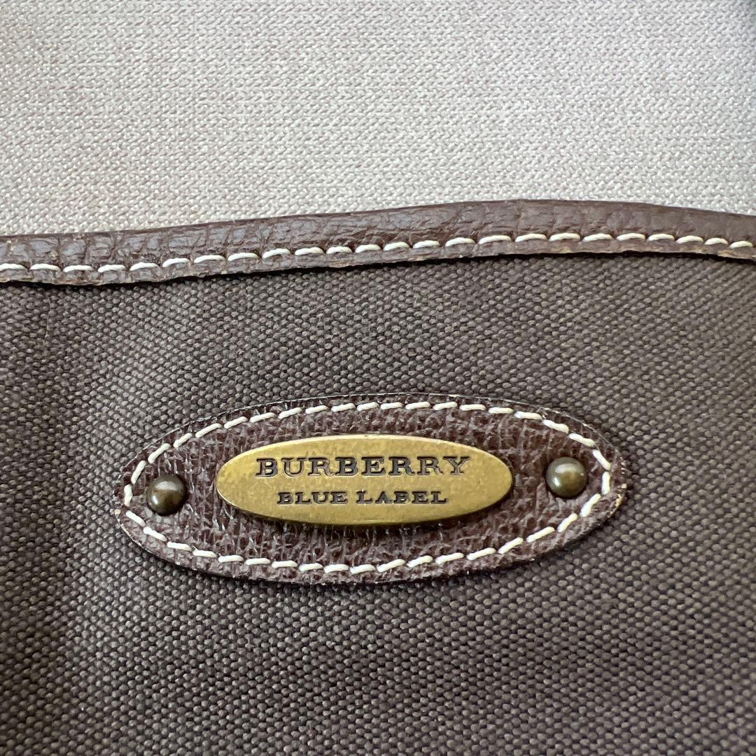 Authentic Burberry Blue Label Canvas & Leather Tote Bag 36cm x 32cm x 18cm Dark