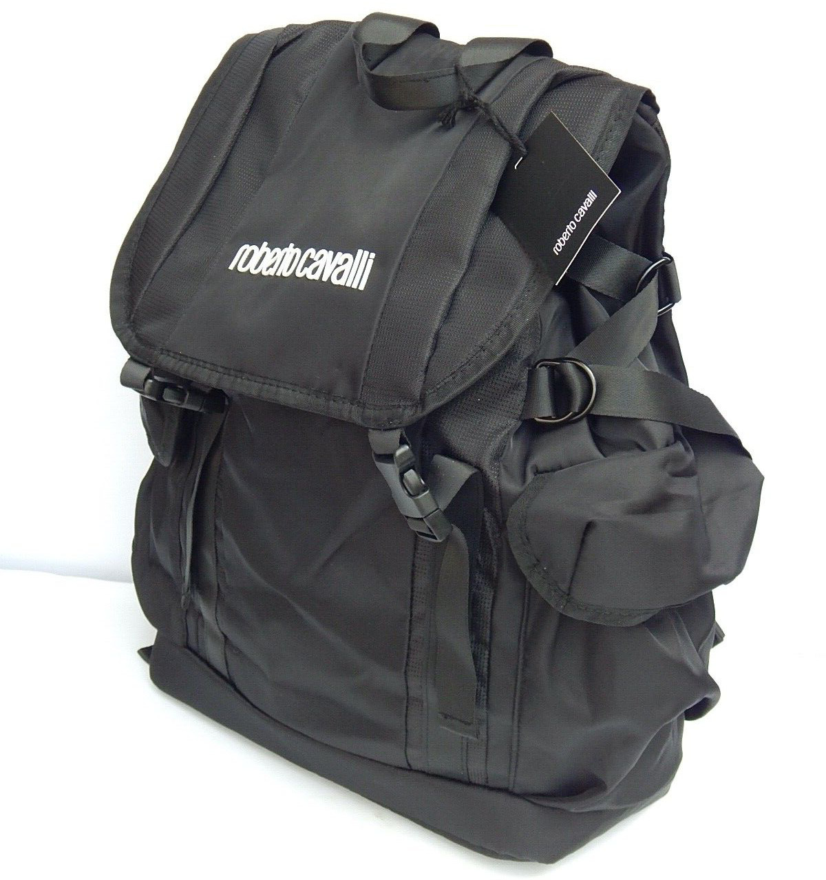 ROBERTO CAVALLI Unisex TRAVEL BACKPACK BLACK NYLON NEW AUTHENTIC