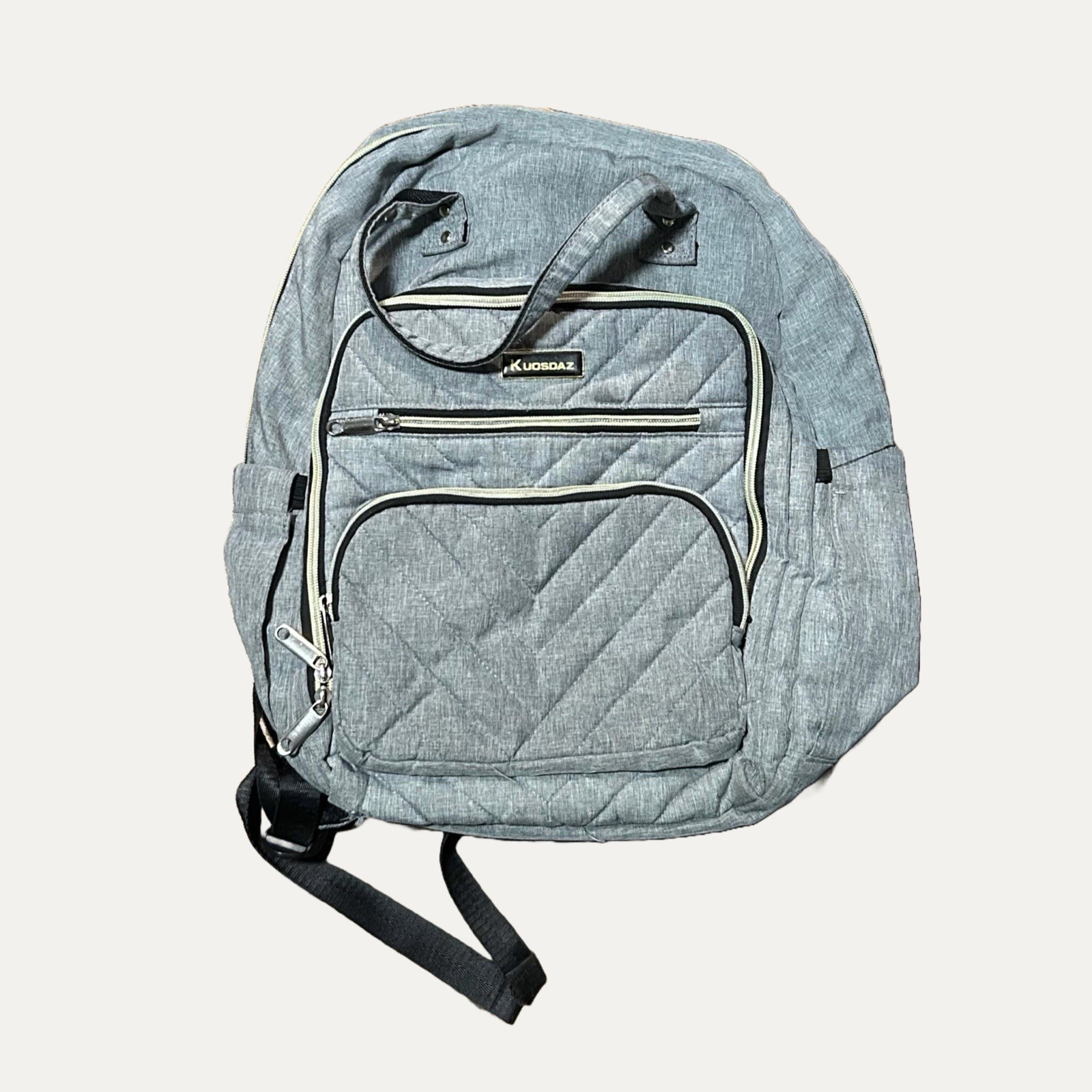 KUOSDAZ Gray Backpack, Zip issues, Adjustable Straps, 15 Pockets, charging port