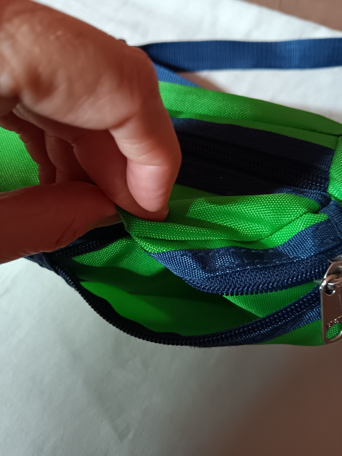 Vintage Classic Bugle Boy Fanny Pack Green Nylon Blue Trim Diamond Logo