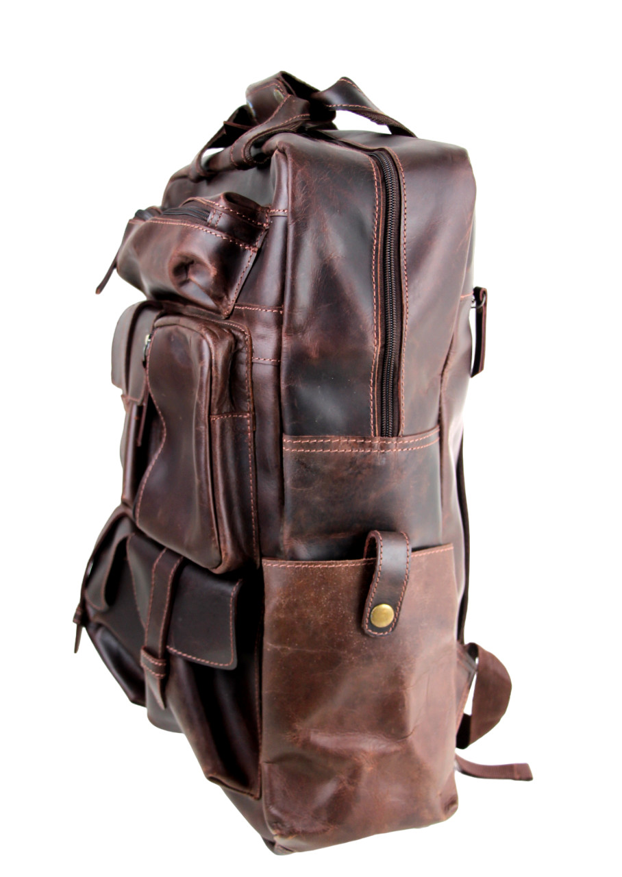 LARGE HandCrafted SADDLE BROWN GENUINE LEATHER LAPTOP BAG SHOULDER BAG BACKPACK
