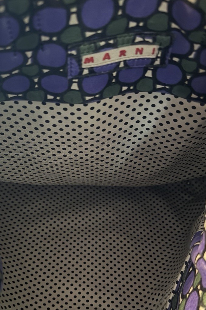Marni Reversible Tote Bag Mens Unisex Geometric Polka Dot Purple Green Italy