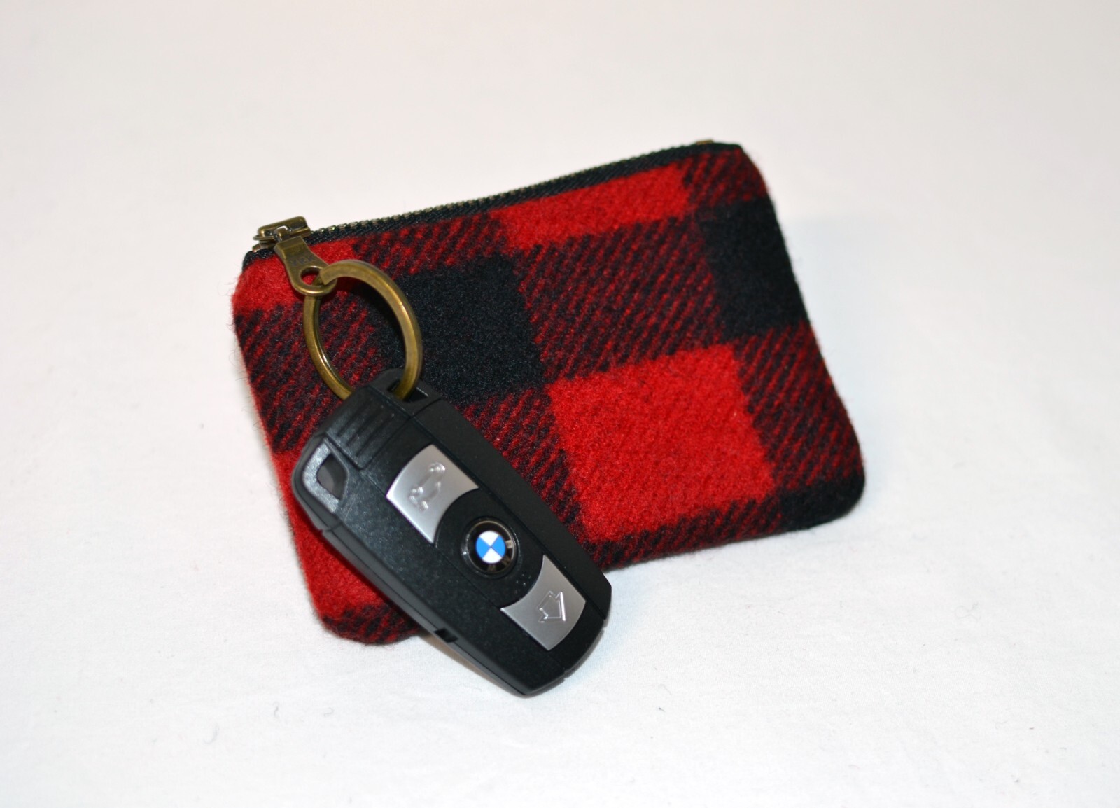 Key Fob Zip Wallet + Keychain Zipper Pouch + Credit Card Case Filson Plaid Wool