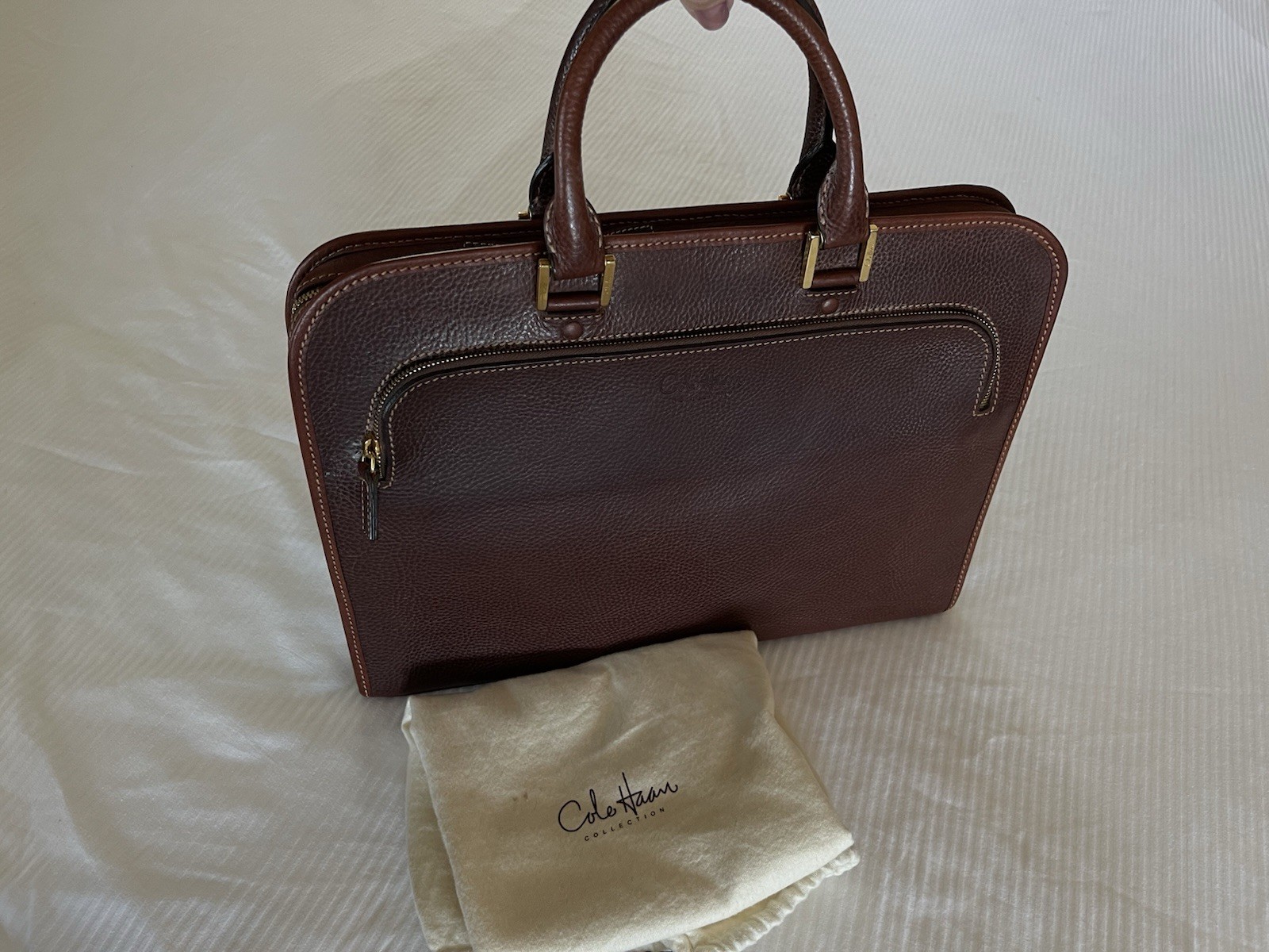 Cole Haan Collection Special Edition Drop Handle Laptop Clutch,saddle Tan, Mens