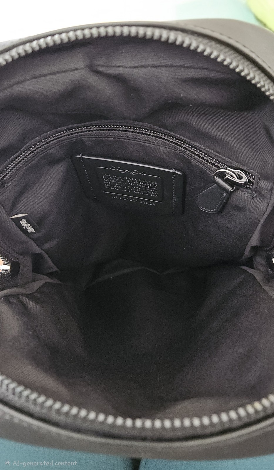 Coach Logo Stripe Sling Backpack, Zip Closure, Adjustable Strap Brown/Black