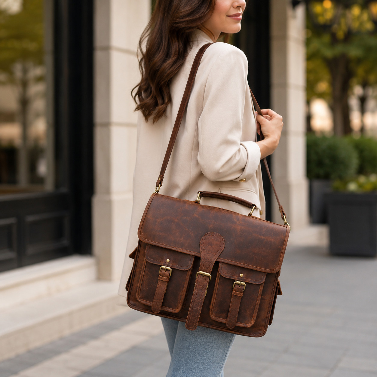 Vintage Leather Work Bag, Office Bag, College Bag, Travel Messenger, Laptop Bag