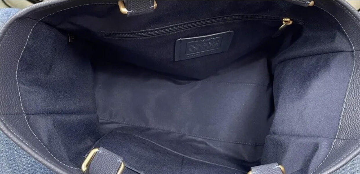 NWT Coach Hudson Double Handle Tote Bag In Signature Chambray Blue Denim