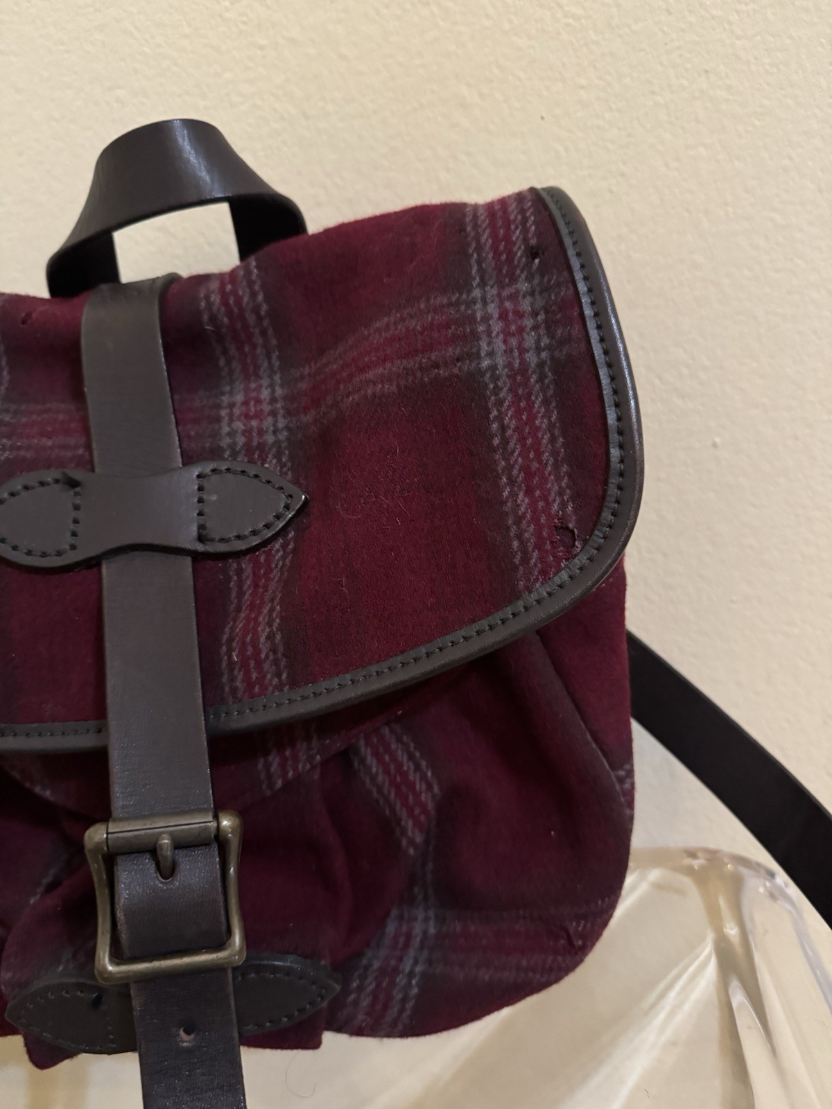 Filson Mackinaw Small Field Bag Red Plaid Wool