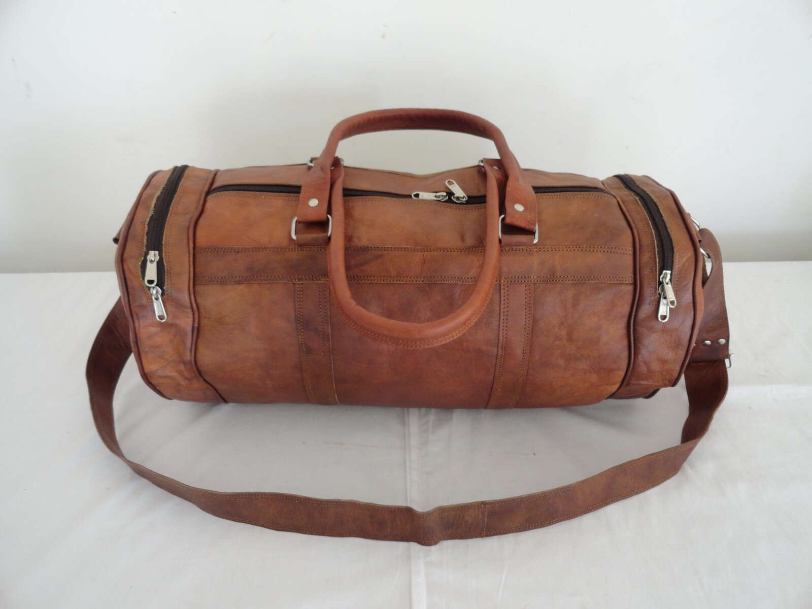 24 in Leather Duffle Bag Holdalls Travel Luggage Handbags Duffel Shoulder Bags