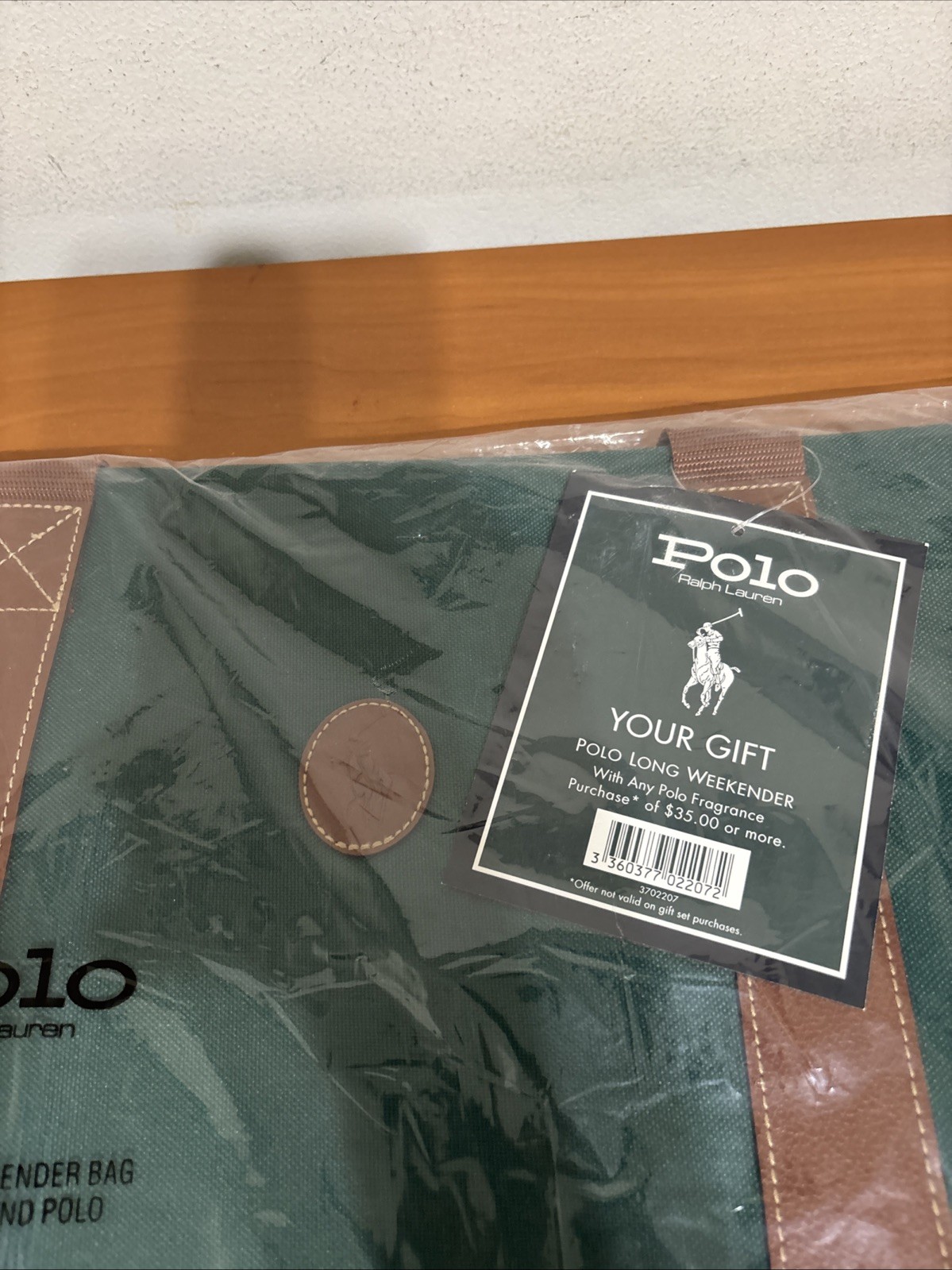 Polo Ralph Lauren Polo Long Weekender Duffle Bag Green and Brown New With Tags
