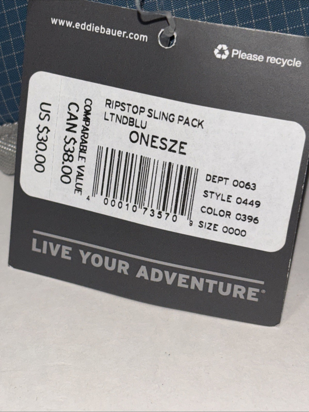 NWT Eddie Bauer RipStop Shoulder Sling Pack Teal Blue Switchable Sides NEW