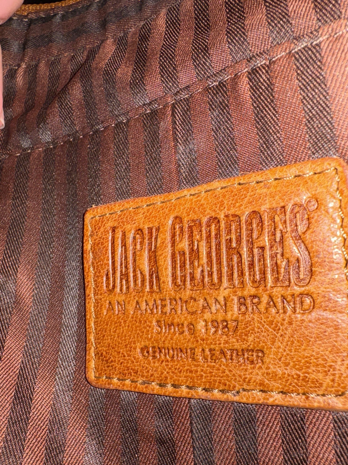 Jack Georges Brown Crossbody Bag Zip Closure Lined Inner Pockets