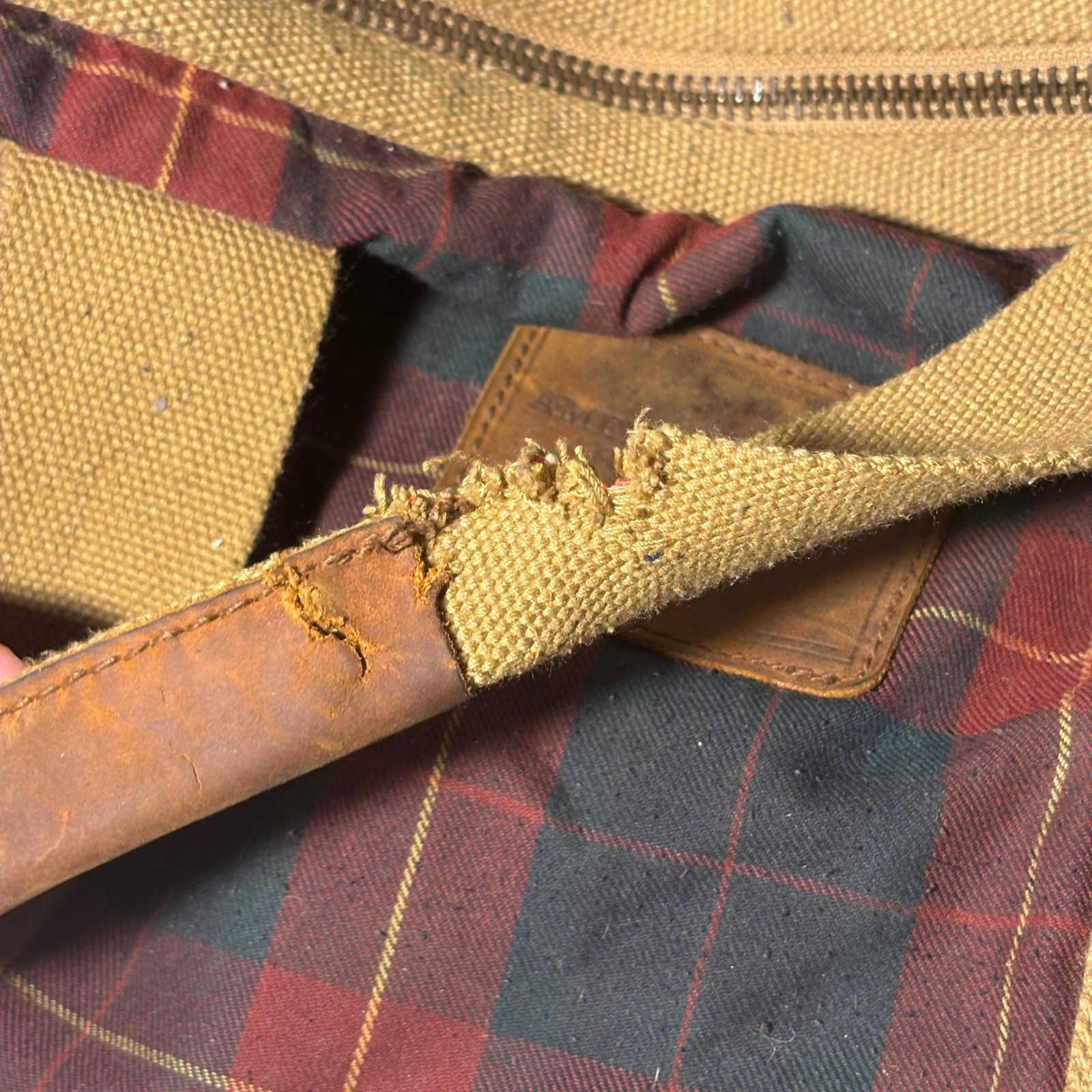 RARE Vtg Y2K American Eagle Duffle Bag Multicolor Plaid Canvas Carry On Weekend
