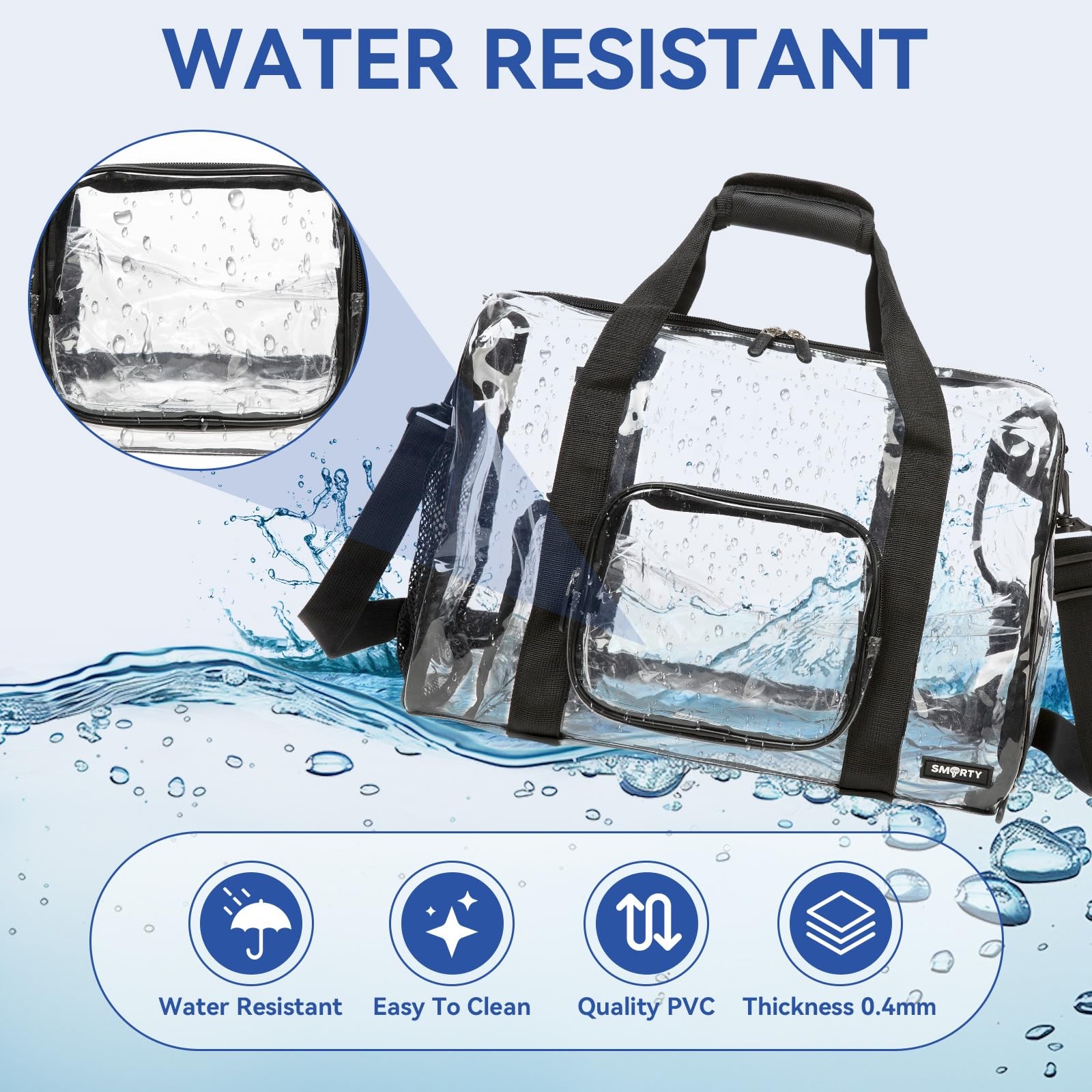 Large Heavy Duty Clear Duffel Bag with Shoes Compartment, Stadium Approved Cl…
