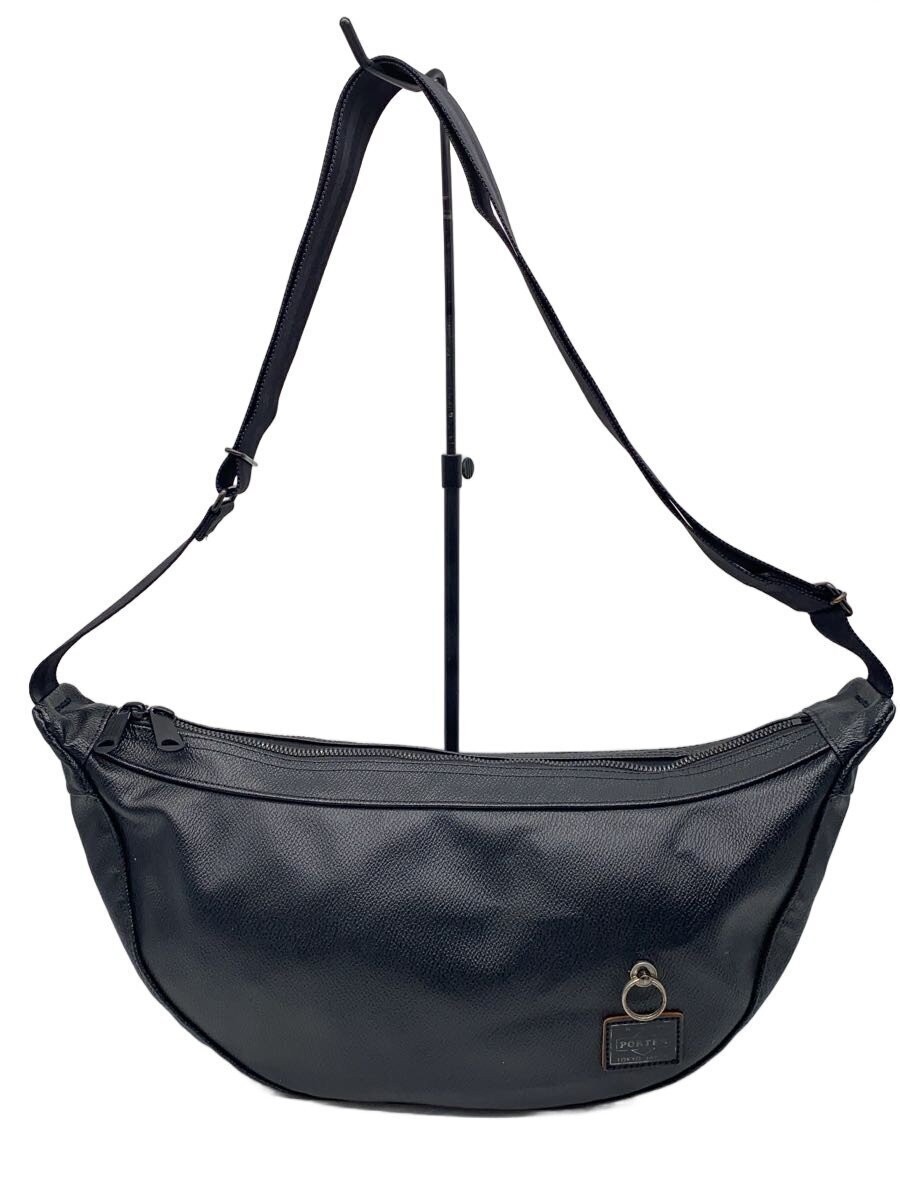 Authentic PORTER Leather Shoulder Bag Black Unisex 11cm Depth 15cm Height 37cm W
