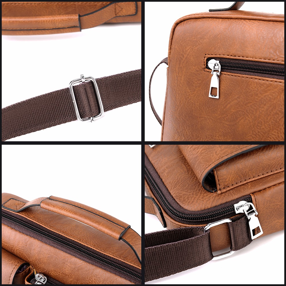 Men’s PU Leather Briefcase Shoulder Messenger Bag Crossbody Handbag Satchel Bags