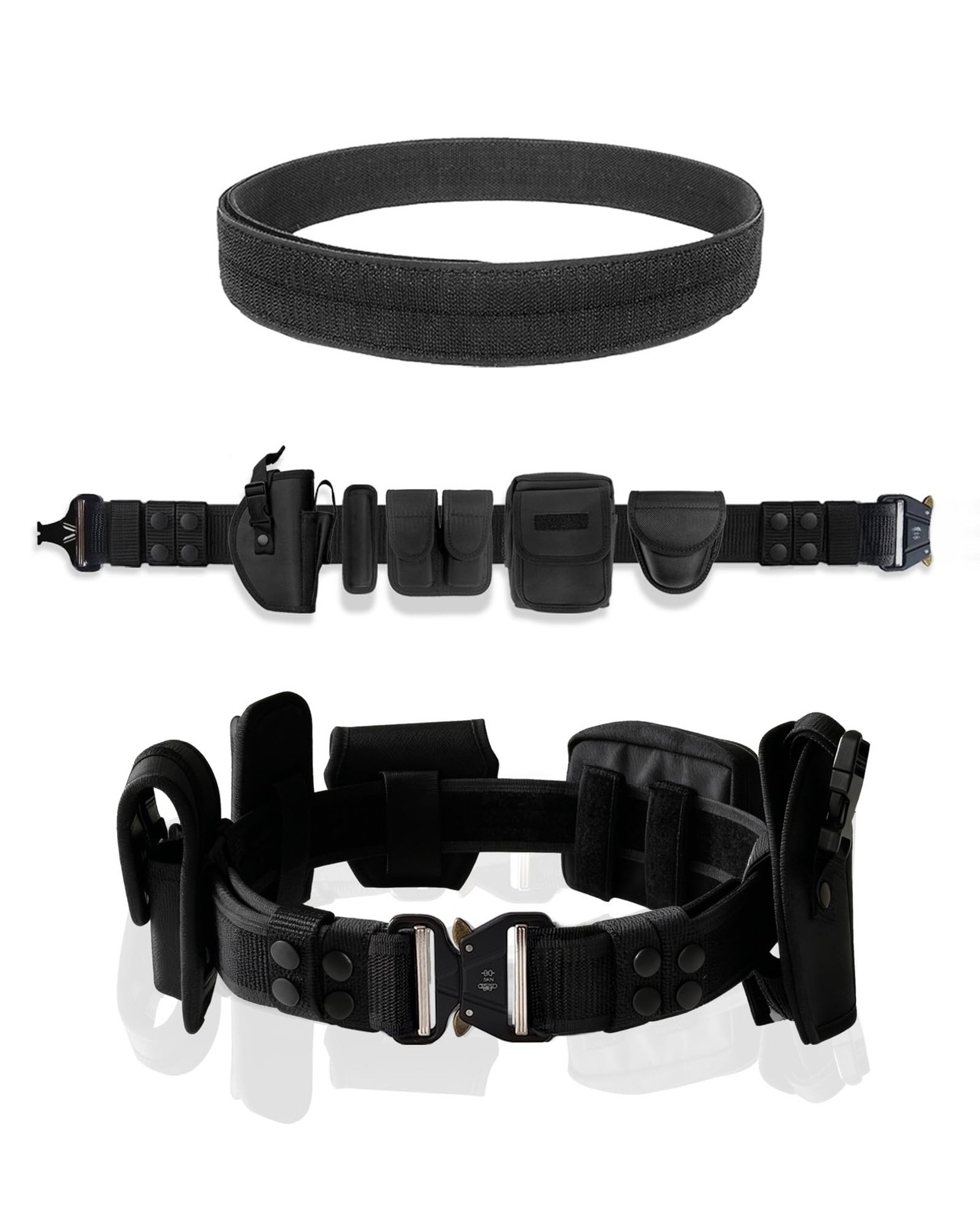 BittPicc 8 in 1 Police Tactical Belt Security Guard 35-45 Inches, Black