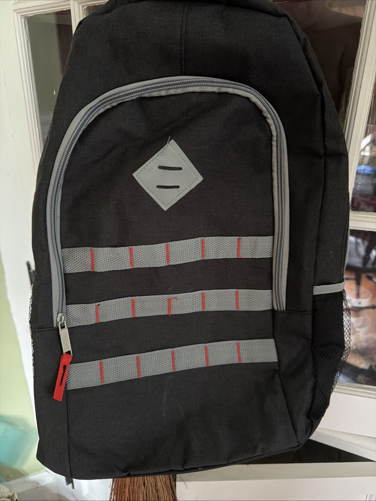 Moda West Backpack Gray And Black 19 Inch Front Pocket And Side Mesh Pockets New