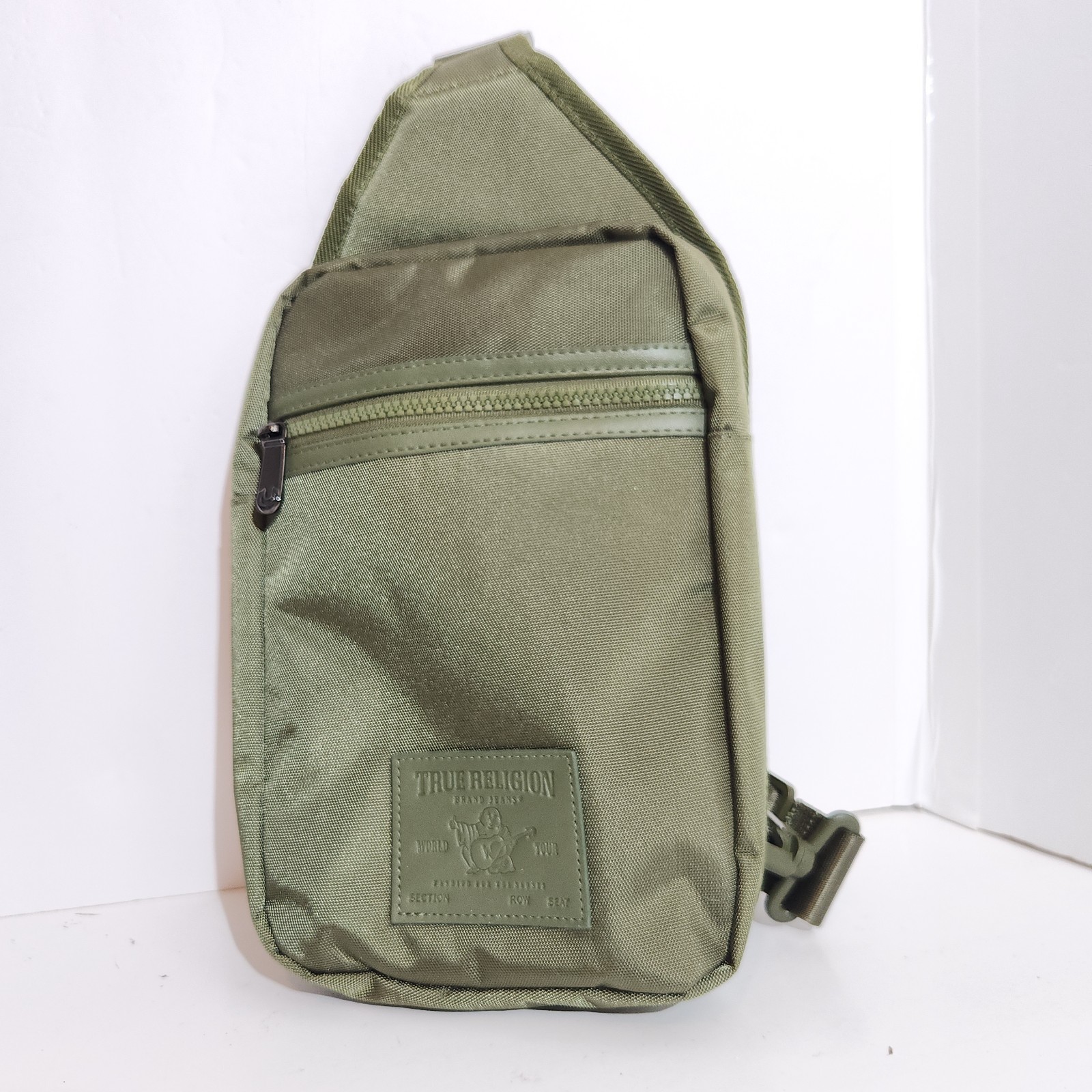 True Religion Buddha Patch Unisex Olive Green Crossbody Bag TR104144