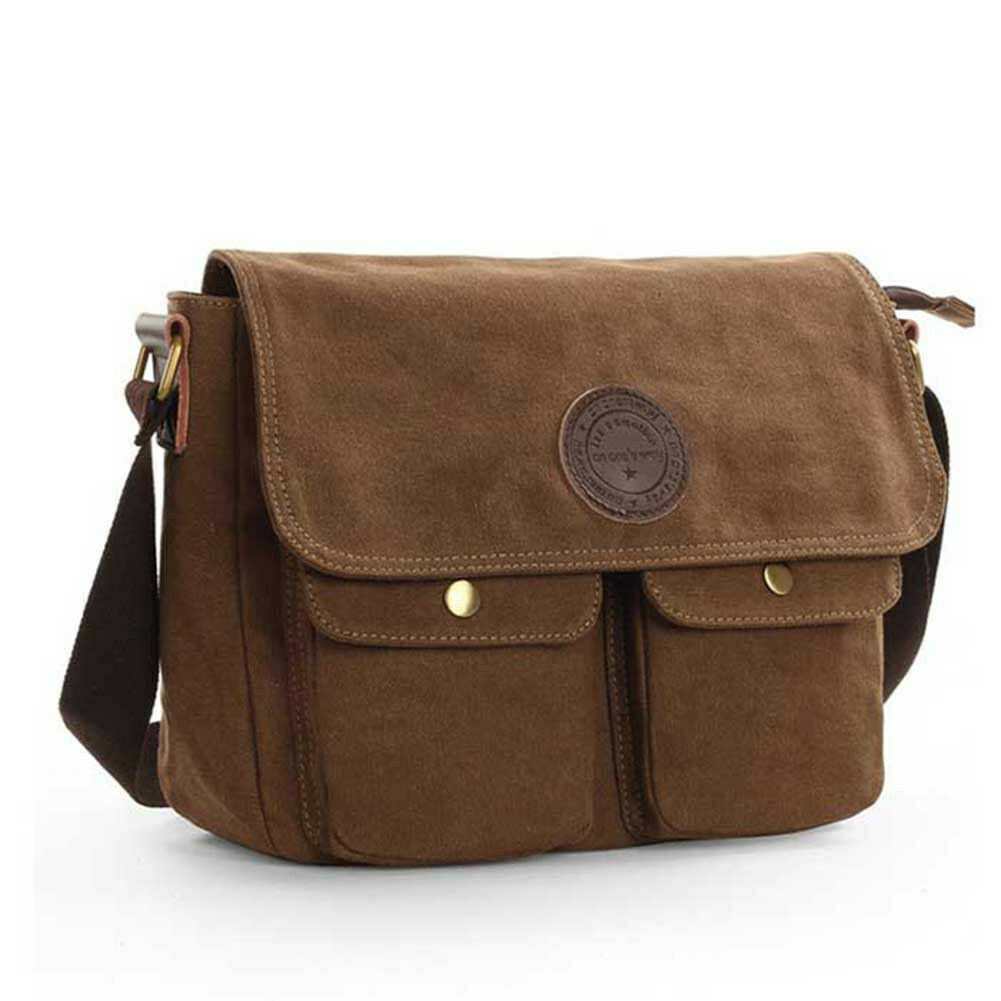 Men’s Canvas Cross Body Bag Messenger Shoulder Book Bags School Satchel Vintage