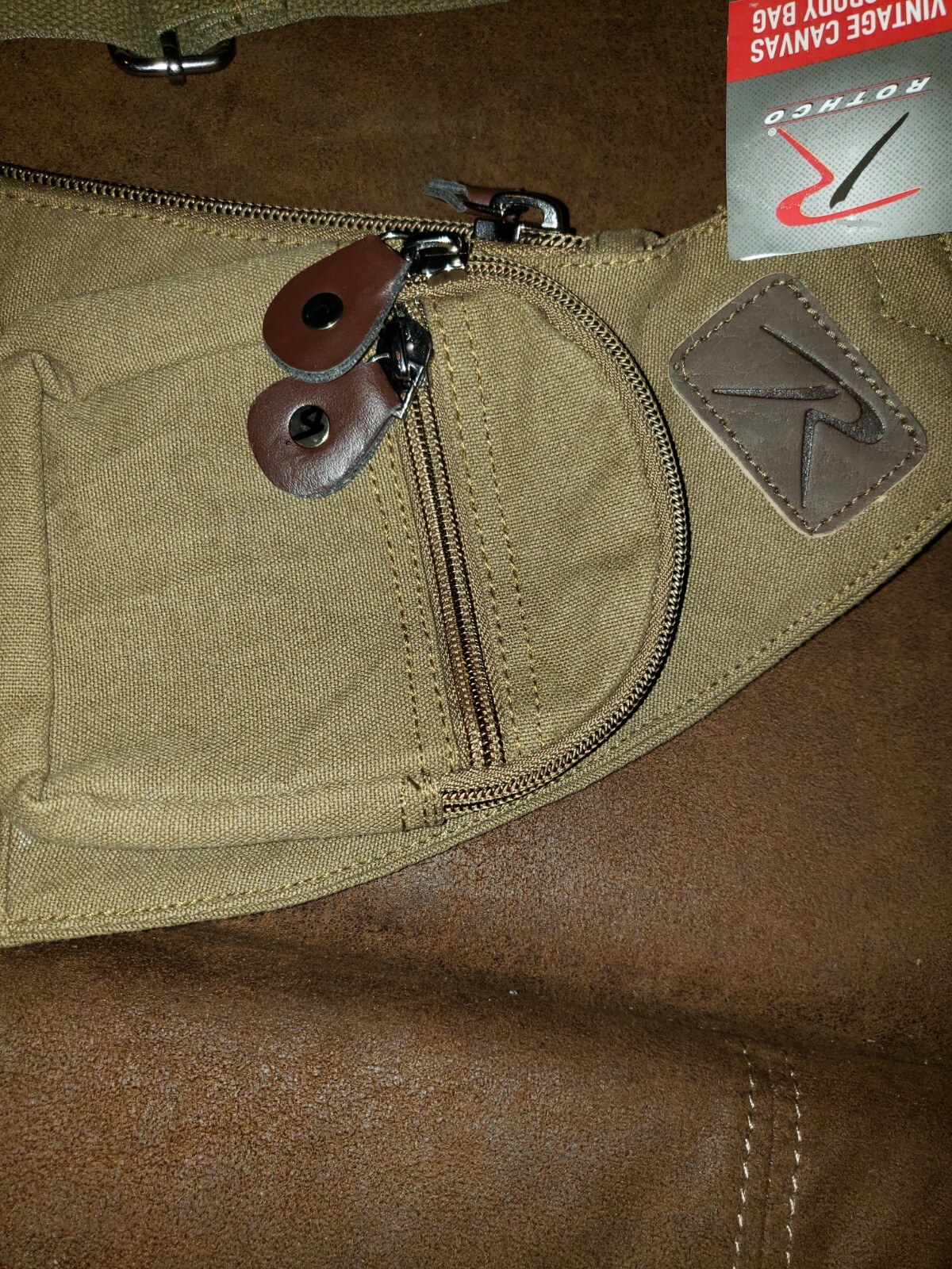 NWT Rothco Tactical Vintage Crossbody Bag Canvas Shoulder 6 Zippered Compartment