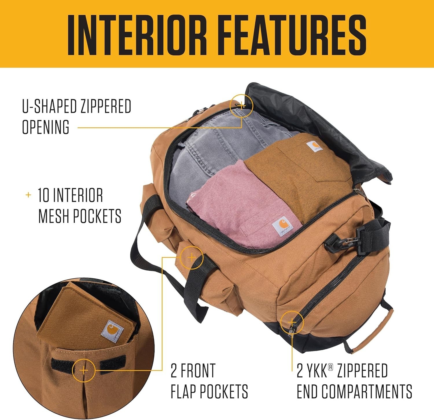Carhartt 40L Utility Duffel, Heavy-Duty Gear Bag for Jobsite, Gym, & Travel, Duf