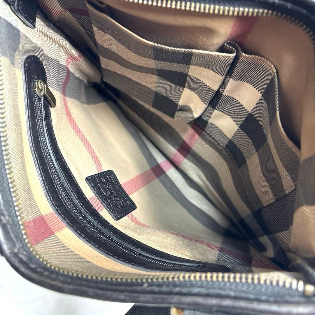 Burberry Shoulder Bag Nylon Nova Check Black 30x32cm