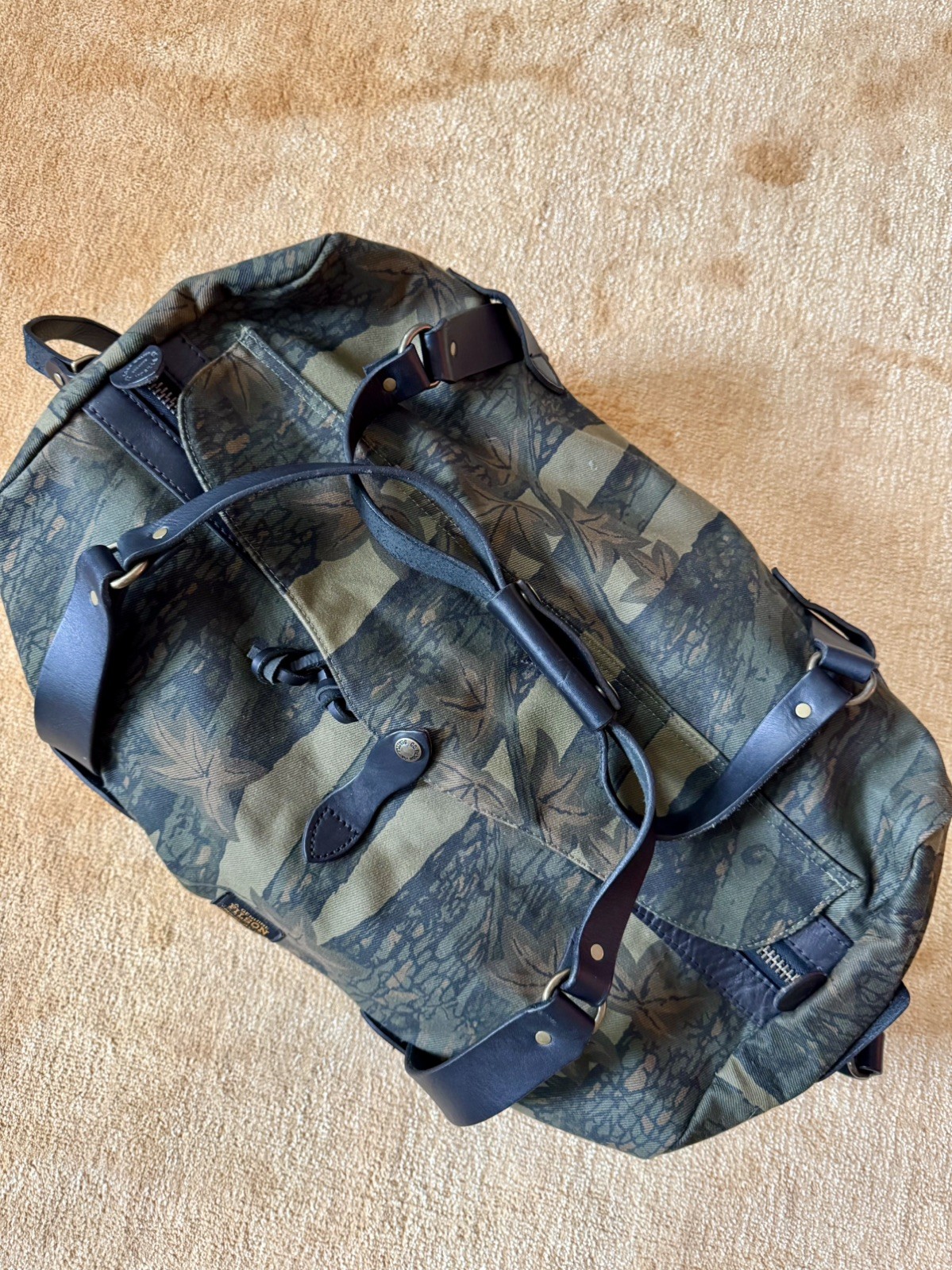 Filson Small Rugged Twill Duffle Bag Made in USA Maple Bark Camo Olive