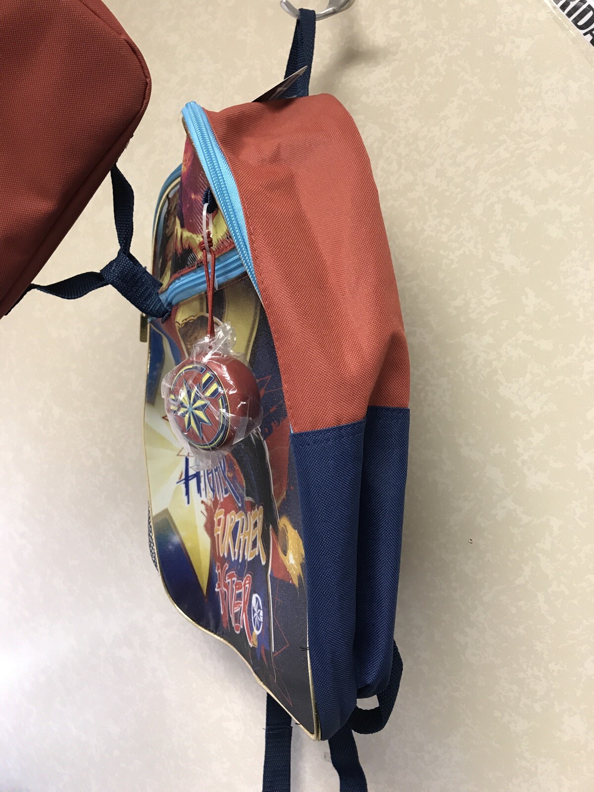 Captain Marvel Backpack Kids 4 Pc Lunch Kit Water Bottle Back to School Mega Set