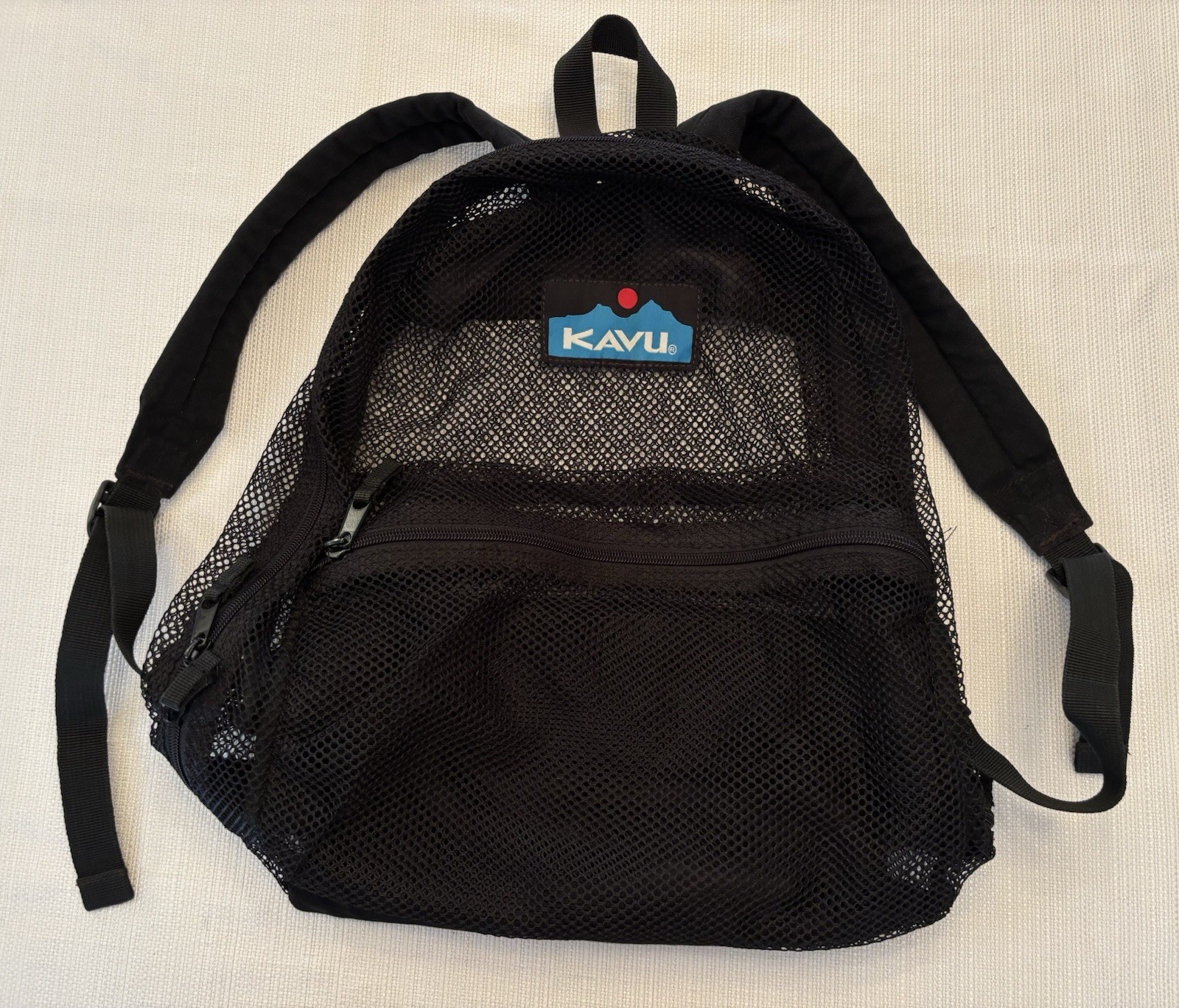Kavu Black Net Backpack Gorpcore Hiking Camping Beach Outdoor Running