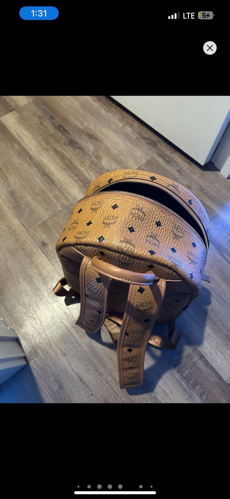 Cognac Brown Leather Bag MCM Size Large No Studs Brand New