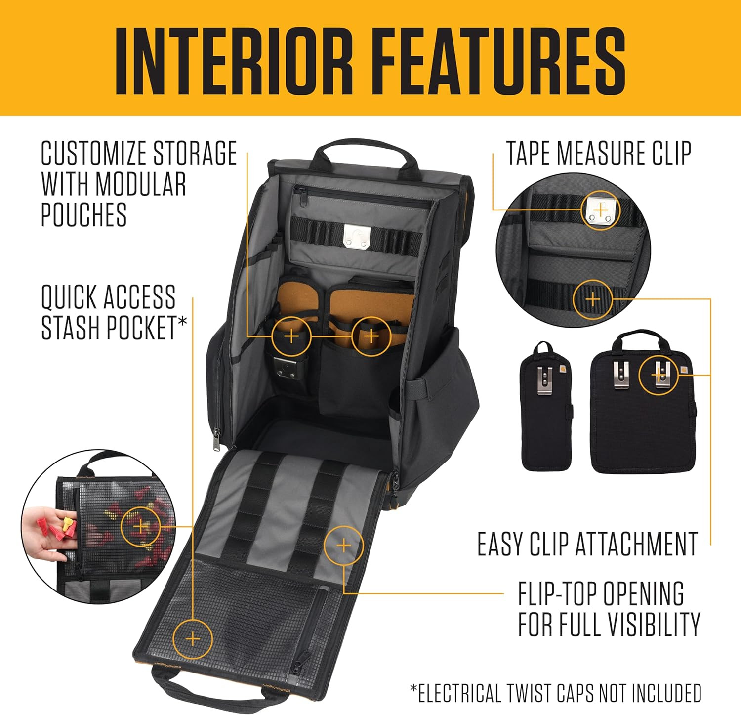 Mens Station Tool Bag W/Adjustable Shoulder Straps, Durable, Water-Resistant Too