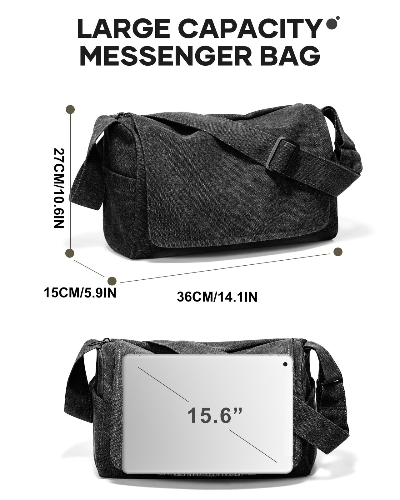 Vintage Canvas Messenger Bag for Men & , Large Crossbody Shoulder Bag Leisure…