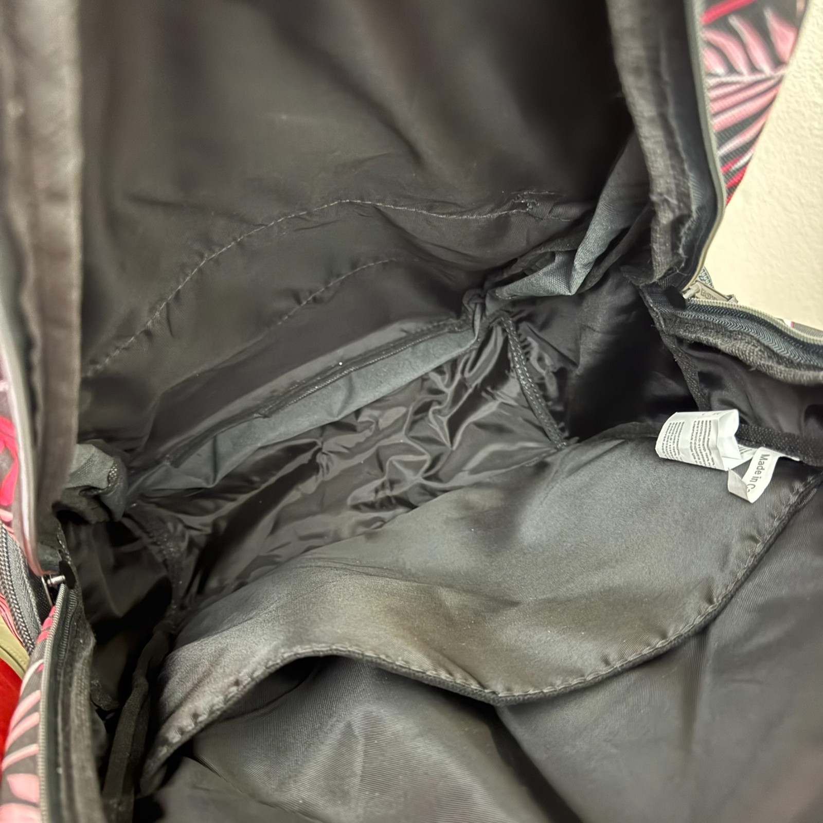 Eastsport Backpack Black Pink Palm Leaf Print Laptop School Travel Bag