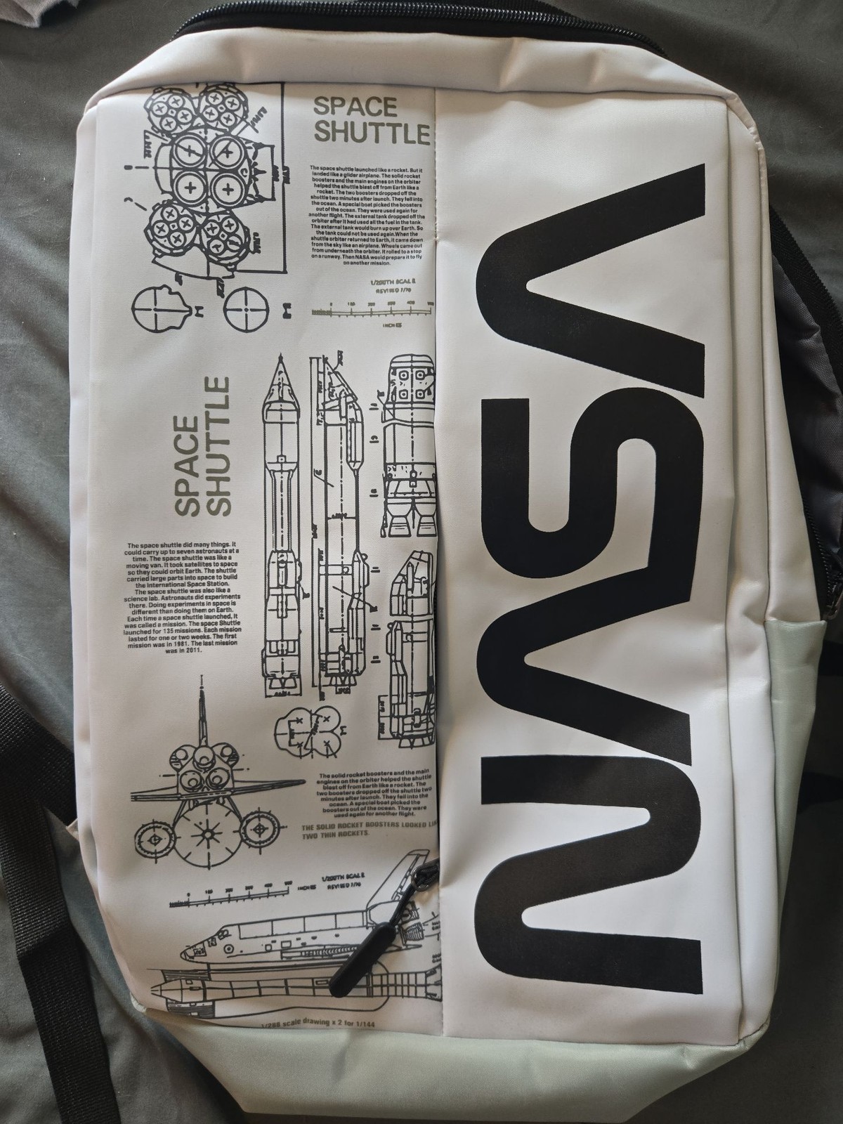 NASA Space Shuttle Blueprint Graphic Backpack with USB Port