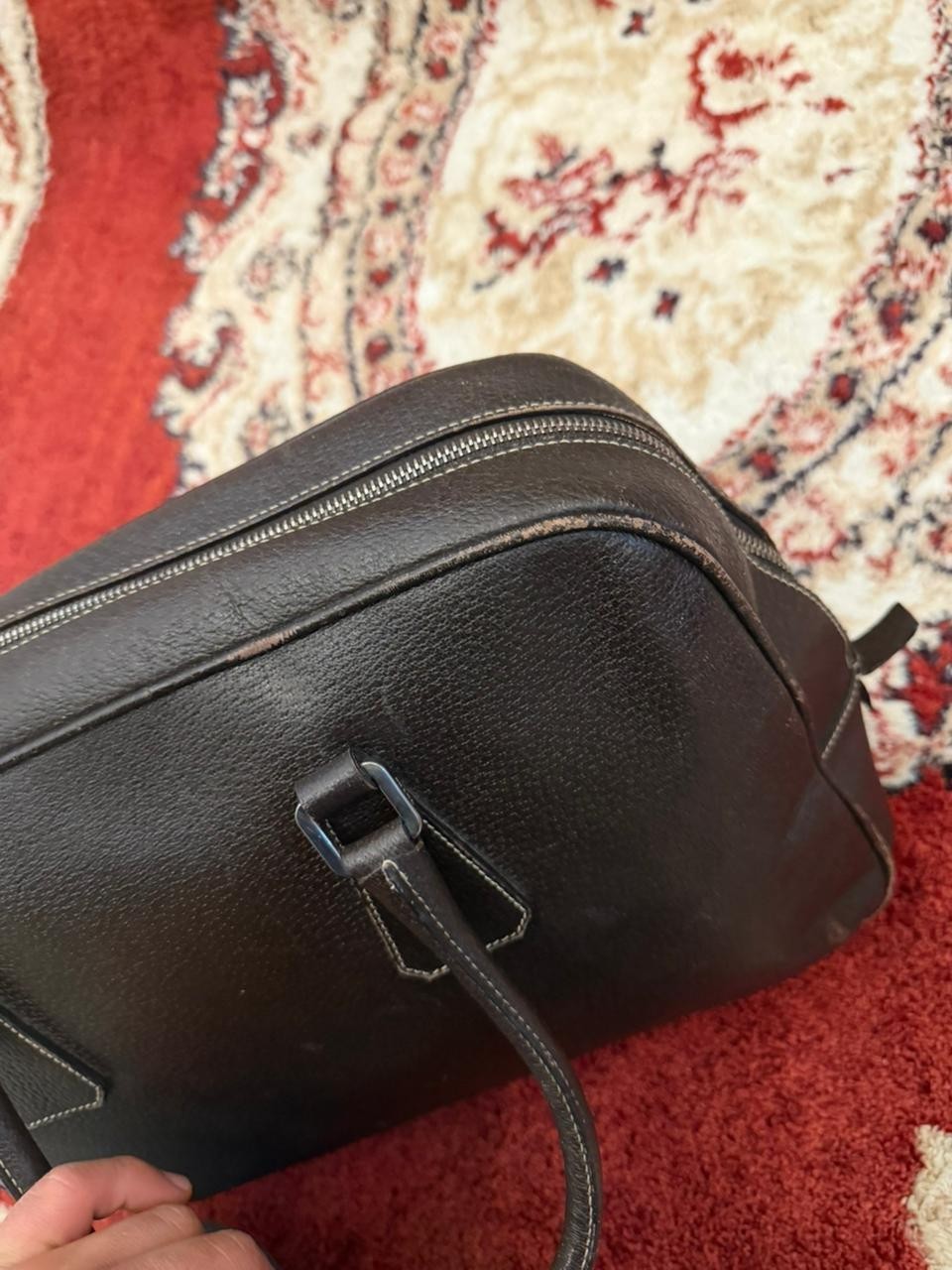 Prada Leather Briefcase Bag Safaiano Brow Luxury Shoulder Travel