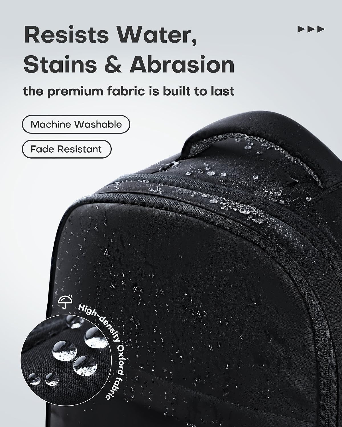 Water-Resistant Medium Black Travel Backpack | 6 Pockets & Adjustable Straps