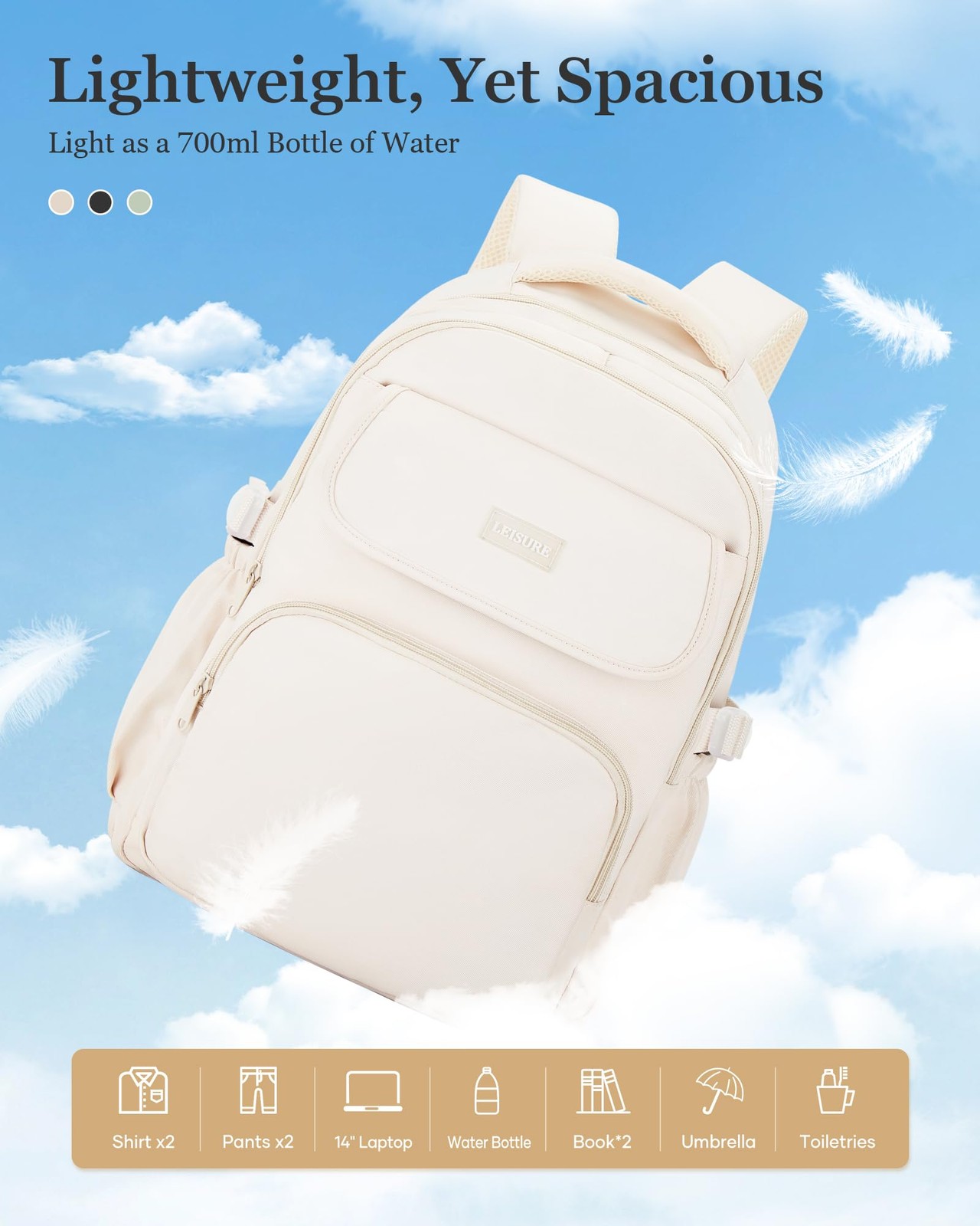 White Cute Middle School Backpack Teen Girls Waterproof Travel Laptop Bookbag