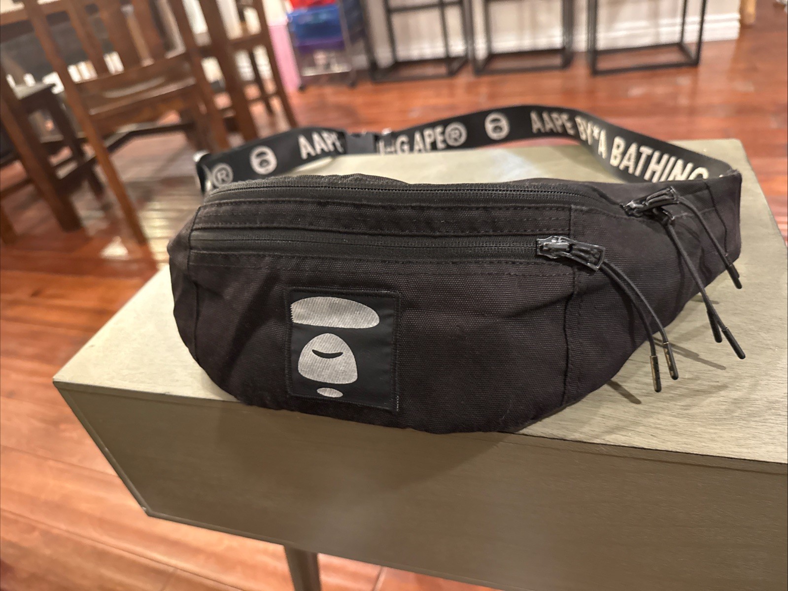 AAPE BY*A Bathing Ape BAPE Sling Bag Crossbody Fanny Black AUTHENTIC Banger Z10