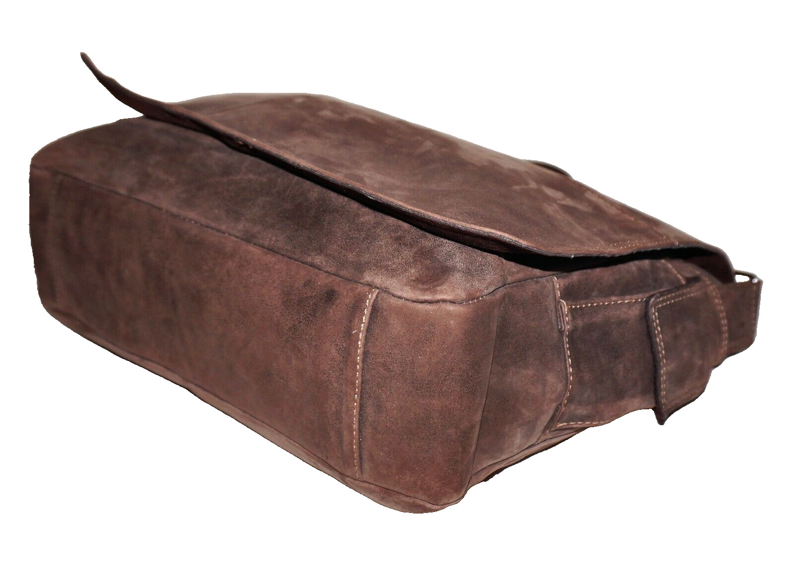 CARTERAS DAMARE Large Brown Distressed Leather Laptop Messenger Crossbody Bag