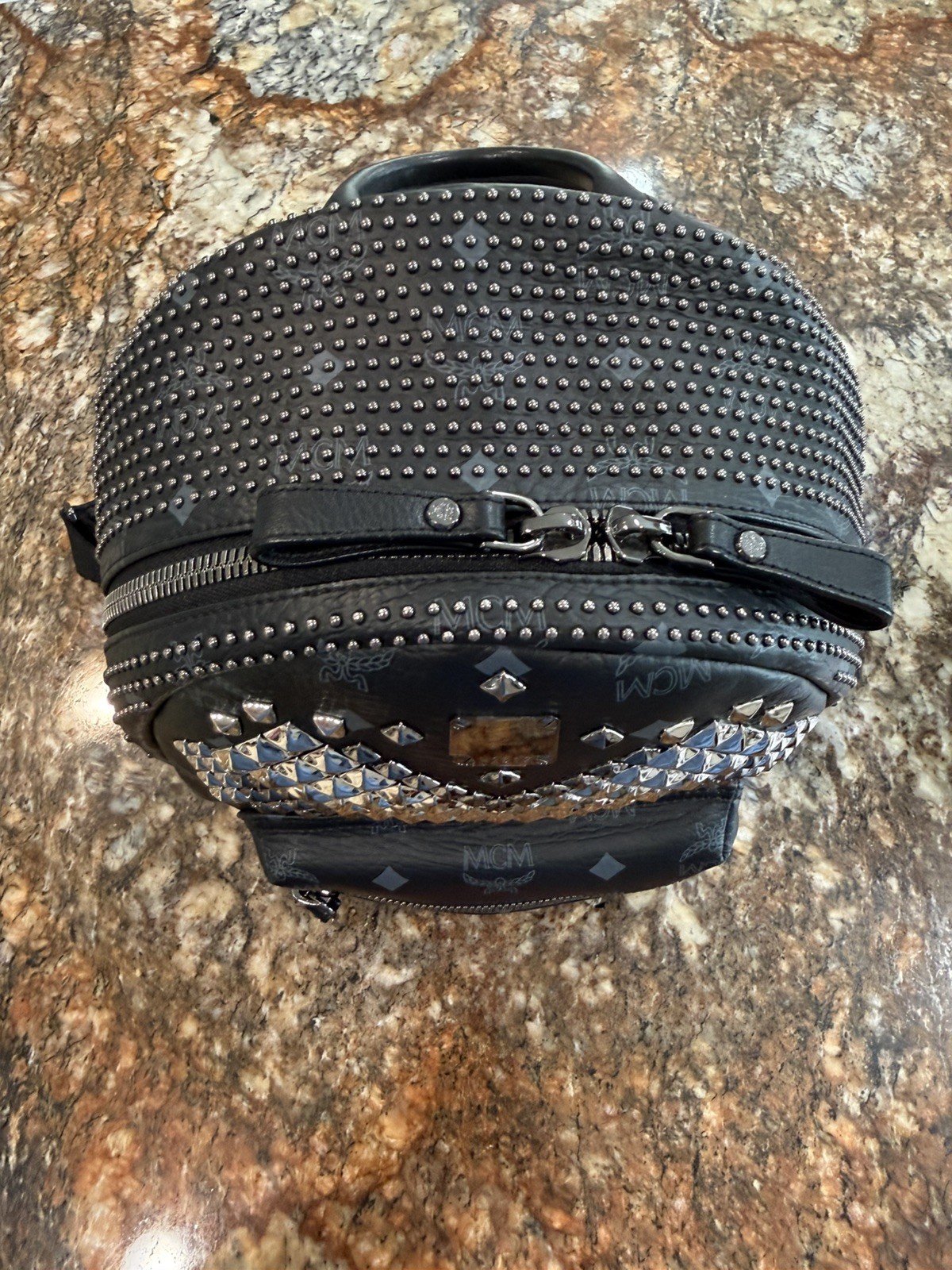 MCM Black Leather studded Backpack M Size – New without tags
